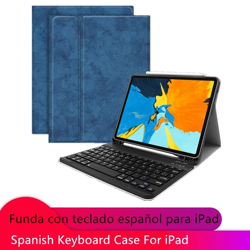 Для iPad 2018 9 7 Испанский Bluetooth клавиатура чехол W Карандаш держатель умный кожаный