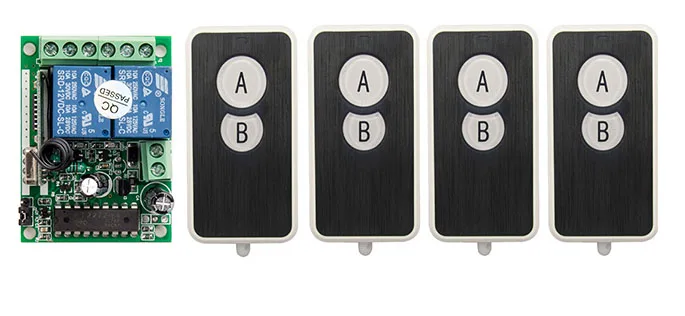 

DC12V 2CH Wireless Remote Control Switch System 4* Ultra - thin acrylic Transmitter+ 1*Receiver for Appliances Gate Garage Door