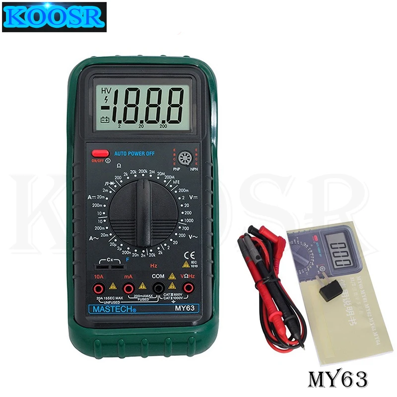 

MASTECH MY63 2000 counts Digital Multimeter DMM w/ Temperature Capacitance & hFE Testers Meters Ammeter Megohmmeter