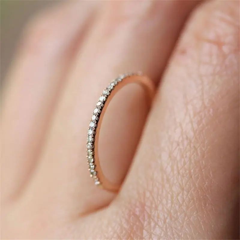 

Simple Couple Ring Women Single Row Drill Rings Silver Gold Jewelry Wedding Bride Jewelry