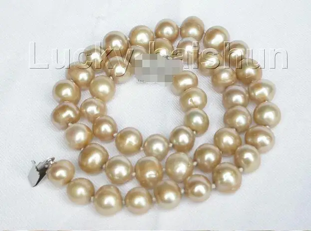 

FREE SHIPPING HOT sell new Style >>>>> Genuine 10mm champagne FW pearl necklace j7467