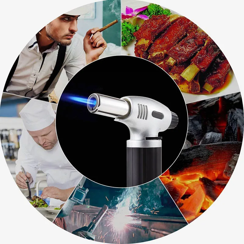 Refillable Gas Butane Blow Torch Jet Lighter Culinary Solder Cooking Baking Chef Tool JS21