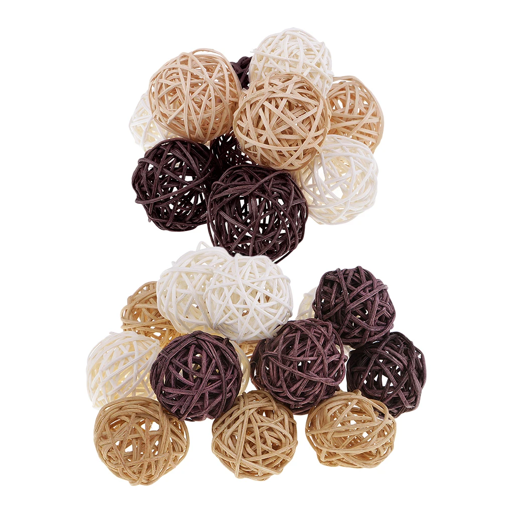 Mixed Rattan Wicker Ball Wedding Decorations Ornaments 3/5cm for Christmas Party