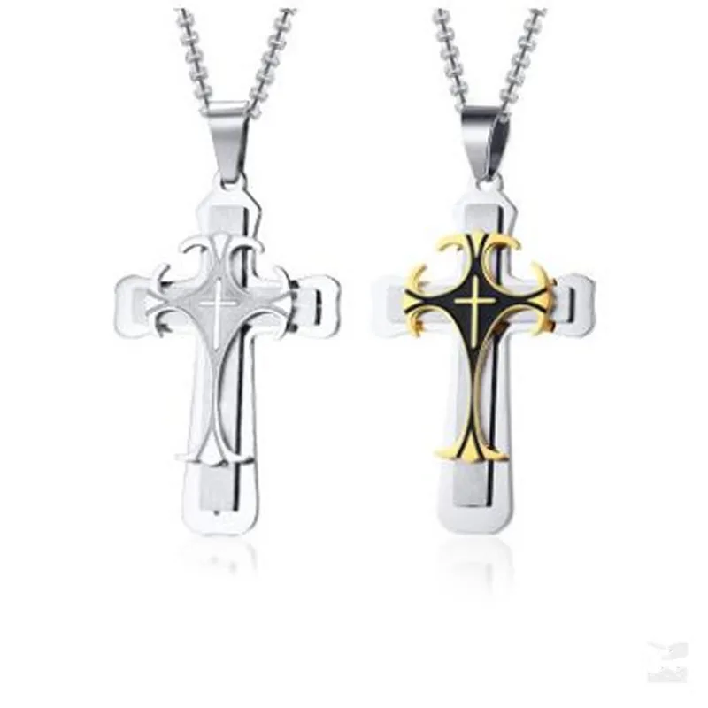

APL Cross Necklace For Men Byzantine Gold Silve Stainless Steel Chain Catholic Crucifix Pendant Male Punk Rock Ornaments-PN-097