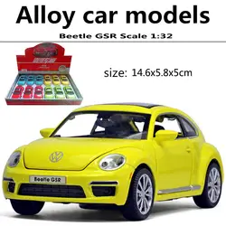 1:32 сплава модели автомобилей, высокая моделирования Volkswagen Beetle, металл Diecasts, игрушки, отступить и мигает и музыкальные, бесплатная доставка