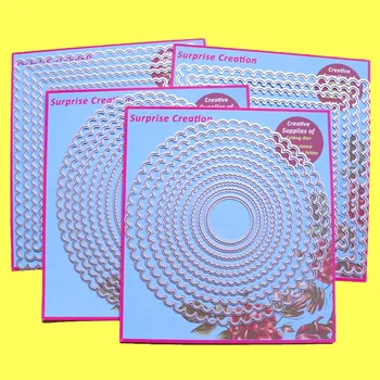

4-Set Large Cutting dies Scalloped Rectangle Square Circle & Oval Scrapbooking Paper Craft Metal Stencil Surprise Creation dies