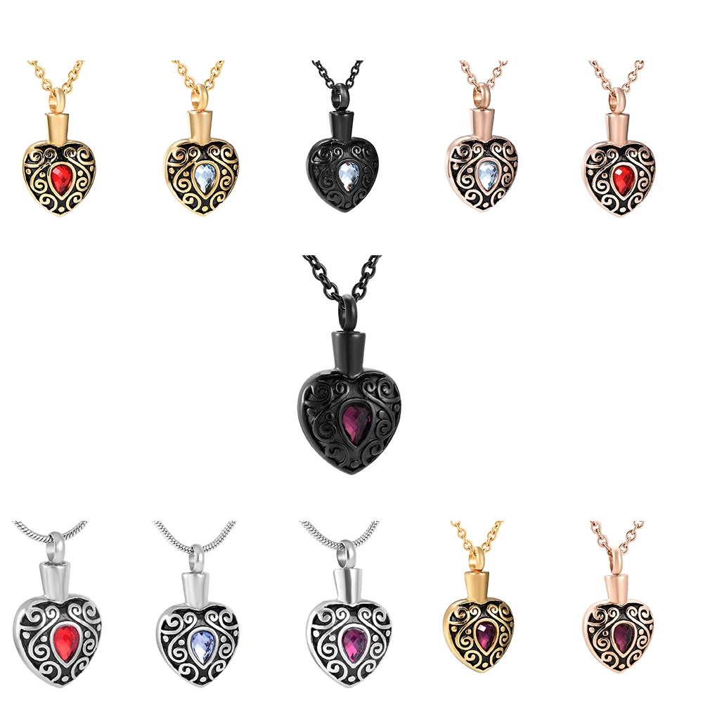 Birthstone Urn Pendant Necklace For Ashes – Love Forever Memorial Cremation Jewelry Keepsake - View #5