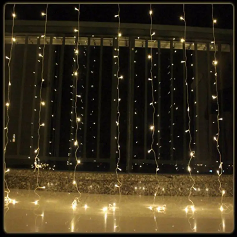 3 м x 3 м 300 светодио дный S светодио дный сосулька шторы водонепроницаемый Фея Рождественские огни свадьба домашний сад Вечерние украшения