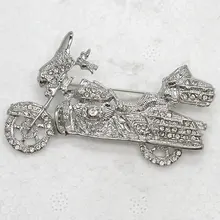 12 шт./лот Оптовая Моды Брошь Горный Хрусталь Мотоцикл Pin броши C101082