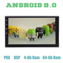 Два Din Универсальный Android 9,0 Автомобильный gps радио плеер ips экран PX6 DSP 4G wifi USB 4+ 64GB авто стерео