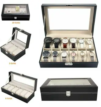 

12 Slot Watch Box Display Case Organizer Cushion Storage Box WristWatch Bracelet