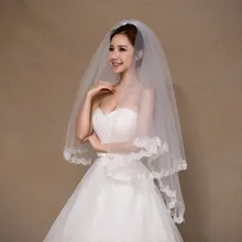 Del Bordo del merletto In Magazzino Bianco Avorio Corto Velo da sposa con Pettine Applique Bordo Velo Da Sposa Accessori