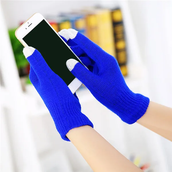 Unisex Women Men Touch Screen Winter Wrist Gloves Warm Mittens Solid Color Cotton Warmer Smartphones Driving Glove Luvas Female 