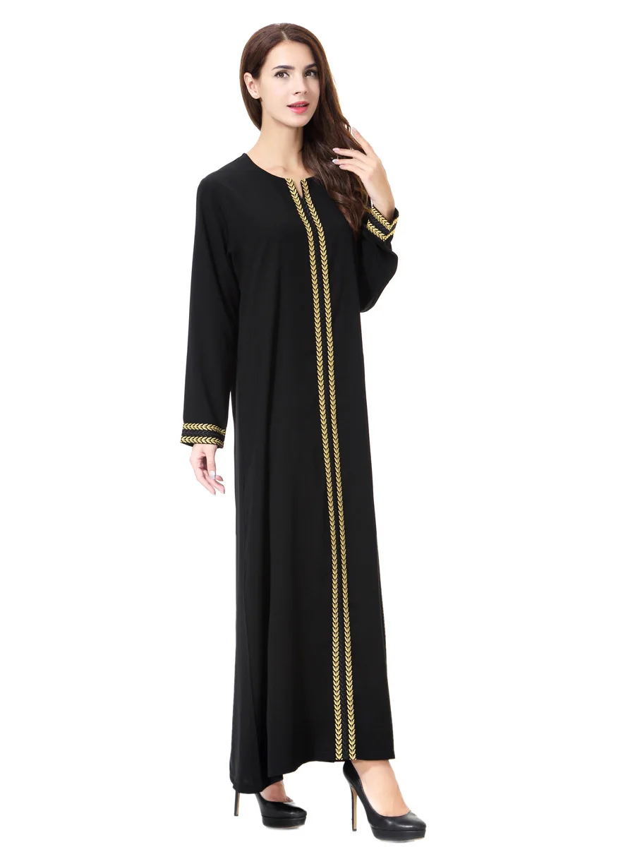 2017 adult casual linen muslim abaya black dress real hot sale