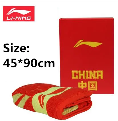 Li-Ning, спортивное полотенце, супер большое, хлопок, для тренажерного зала, банное, банное, для мужчин и женщин, для бадминтона/плавания, впитывает пот, L631OLC - Цвет: Red 45 to 90cm