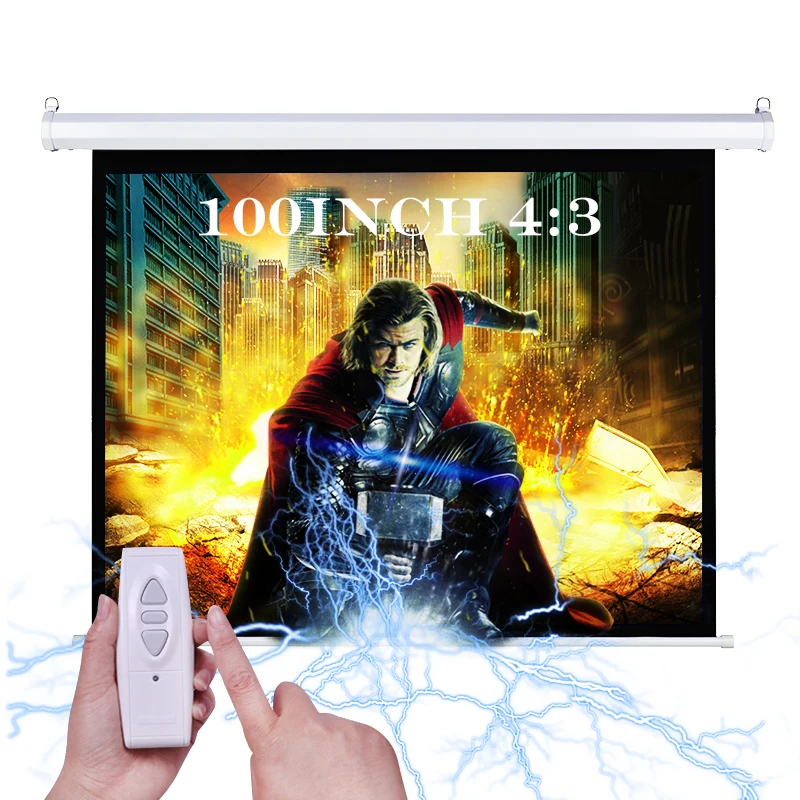 OWLENZ HD 100 Inch 43 Electric Projection Screen Motorized Wall Mount