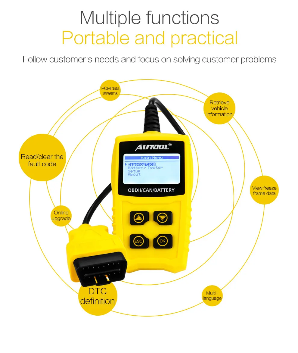 AUTOOL Automotive OBD2 Scanner Car Code Clear OBD 2 II Code Reader Tester For Vehicle Workshop Repair Scan CS320 330 520 OL129