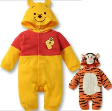 Wholesale Spring Fall Winter Cute Cartoon Rompers Hooded Outwear Newborn Baby Girls Boys clothes Outfits One Pieces 3-12M