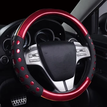 

Motor Trend Maxgrip Leather Steering Wheel Covers For Car Truck SUV Black+Red