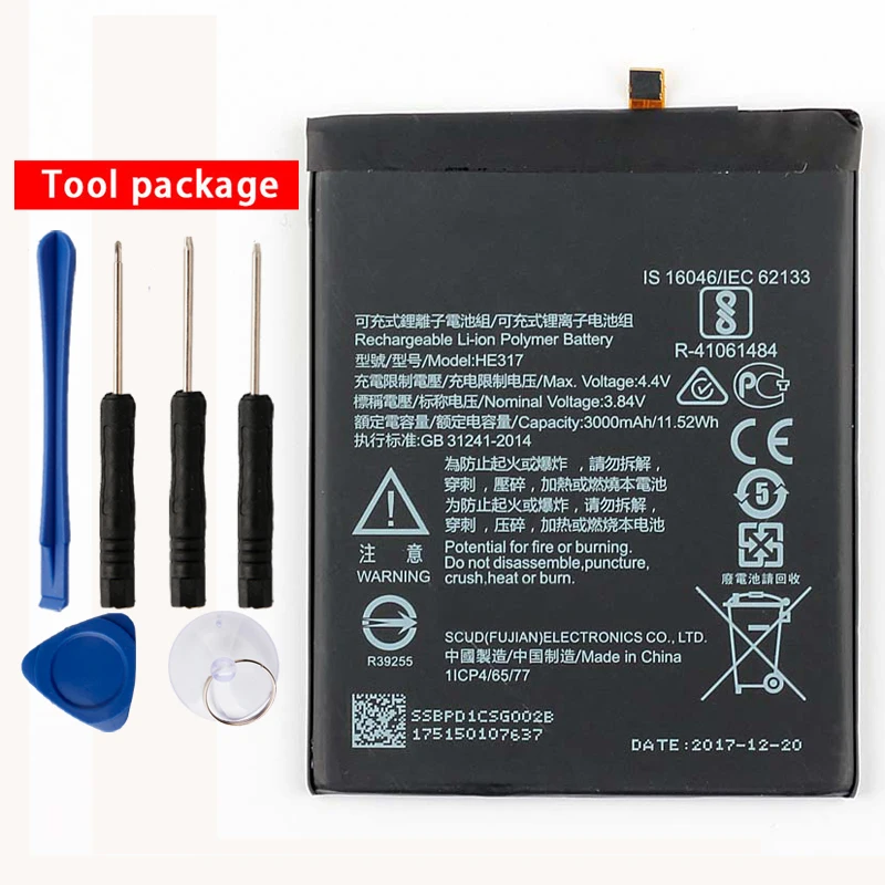 

Original HE317 phone battery for Nokia 6 nokia6 N6 TA-1000 TA-1003 HE317 3000mAh