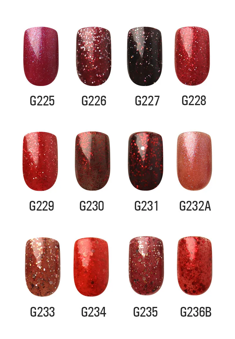 Red Diamond Hybrid Gel Nail Polish High Quality Long-lasting Soak Off  LED Manicure Beauty DIY Nail Art Tools 12 Colors Available 10ml 1