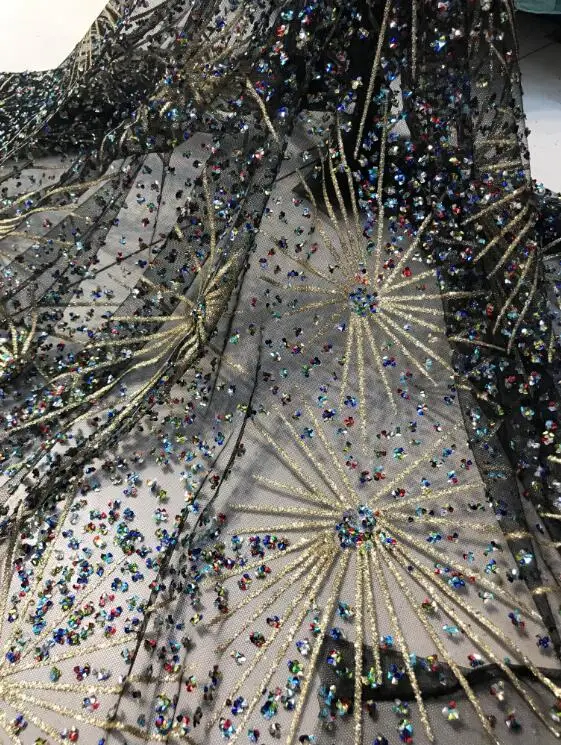 

French Nigerian Dress fabric CiCi-7234 African glued glitter Lace Fabric african Sequins lace fabric