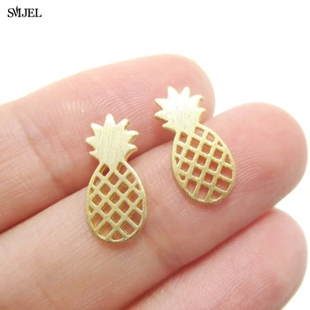 

SMJEL Wholesale Tiny Matte Pineapple Stud Earrings for Women Dainty Minimalist Post Earring Birthday Teen Gift Jewelry 10PC-S105