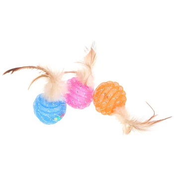

1Pc Pet Cat Toy Cat Line Ball With Feather Line Tube Ball Pet Toy