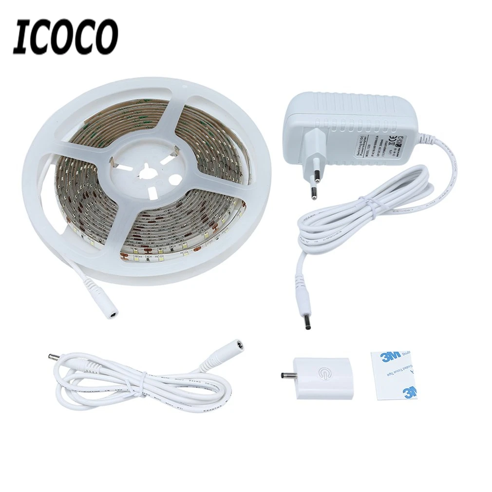 

ICOCO High Quality 5M 300 LEDs Waterproof Hand Wave Sensor LED Strip Lamp Dimmable Cabinet LED Lighting 2A 12V Free Shipping