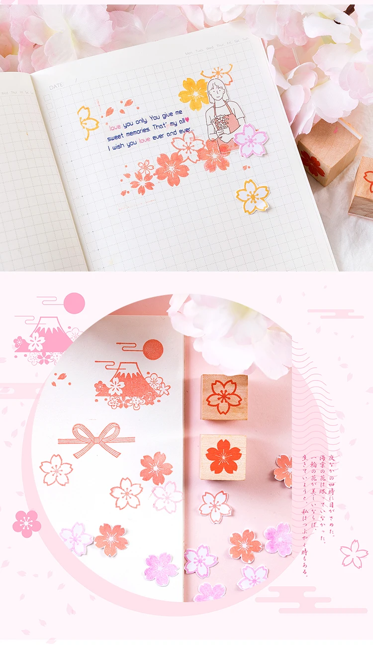 Cherry blossom серии штамп DIY craft деревянные резиновые штампы для скрапбукинга канцелярские Скрапбукинг Стандартный штамп