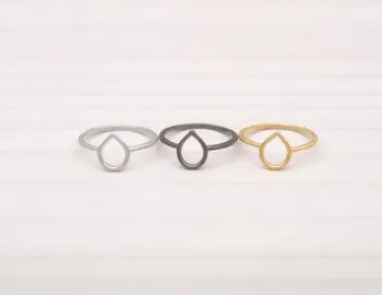 

30PCS- Simple Tiny Waterdrop Ring Open Teardrop Ring Cute Outline Raindrop Rings Water Tear Rain Drop Ring for Women