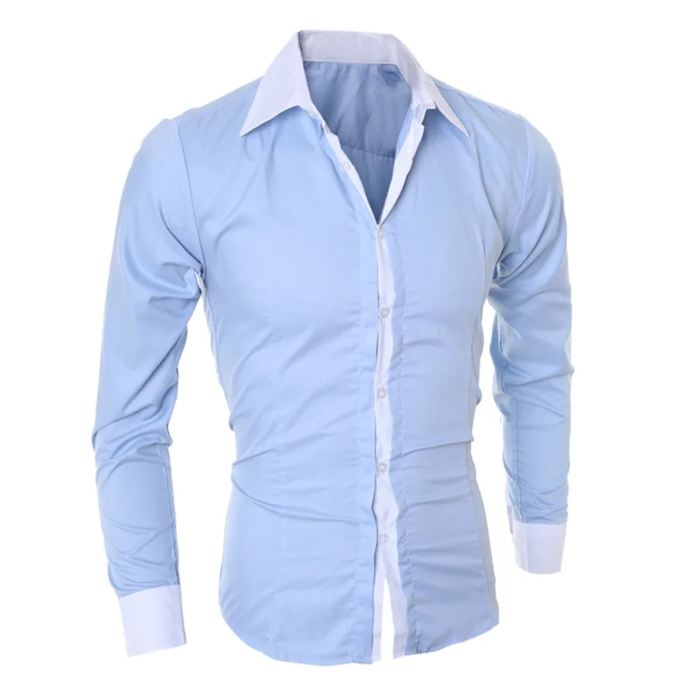 Мужская рубашка с длинным рукавом Camisa Masculina Повседневная приталенная в стиле