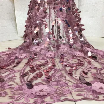 

2019 Latest French Nigerian Laces Fabrics Pink High Quality Mesh Lace African Laces Fabric African French Net Lace