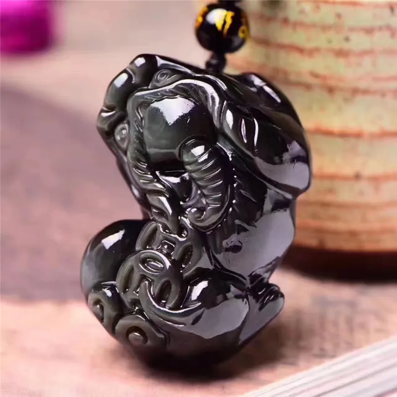 

2018 New 100% Natural Rainbow Obsidian Agates Pendant Lucky Pixiu Women Men's Amulet Lucky Jades Jewelry Pendants+Beads Necklace