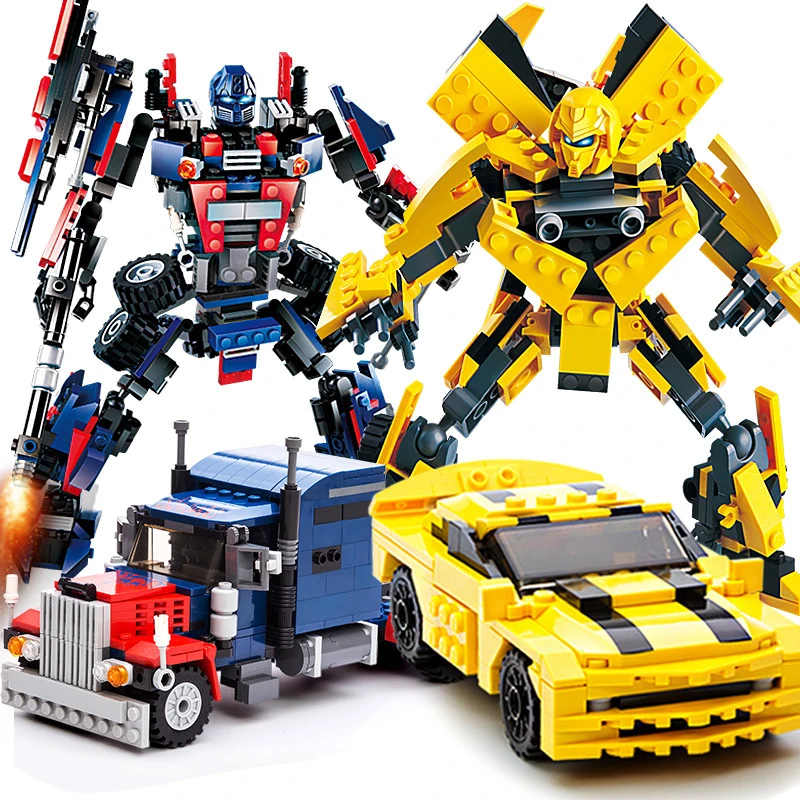 

2 In 1 Transform Robot Building Blocks Hornet King Kong T Rex Dinosaur Mech Car Boy Toy Children Gift Superheroes Transformation