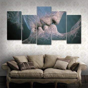 

Canvas Wall Art Modular Pictures Home Decor 5 Panels Abstract Love Paintings Living Room HD Printed Character Posters Framework