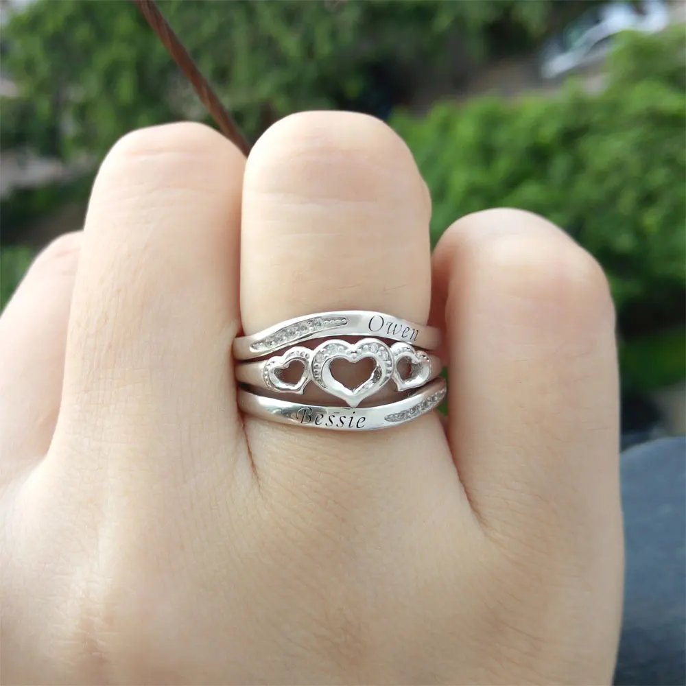Personalized 925 Sterling Silver Engraved Ring Sets 03