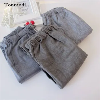 

Long Pants For Men Spring And Summer Double Gauze Cotton Sleep Pyjamas Trousers Solid Men's Sleep Lounge Sleep Bottoms Pants