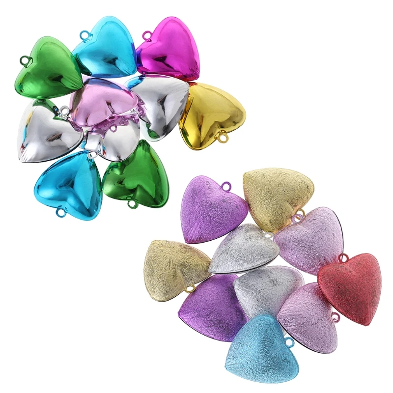 

Hot Sell Mixed Color Christmas Heart Jingle Bells Pendant Charm Decor Ornament Craft
