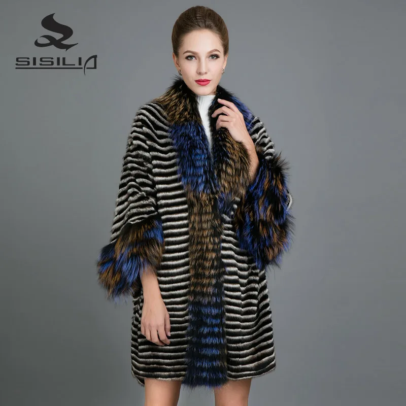 SISILIA 2017 Customizable Mink Fur Bat type Coats Women Winter Fur