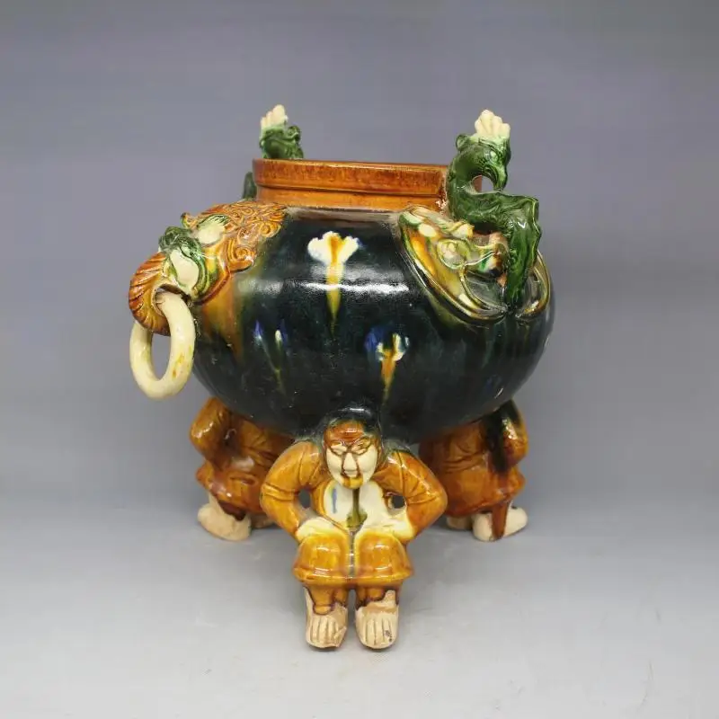

Rare Old Chinese porcelain Jar / tank,Tang three-color,printing, Home Decorations / ollection & adornment, Free shipping