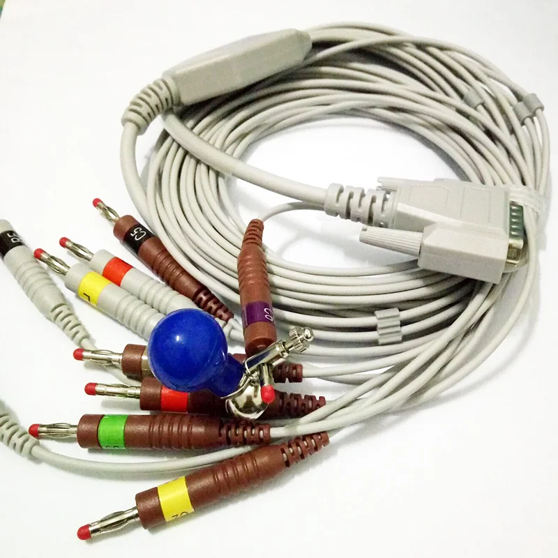 Совместим с DB15M nikohden Cardiofax Q ECG-9110K ЭКГ/ЭКГ 10 lead 4 0 мм кабель со штекером типа банан IEC