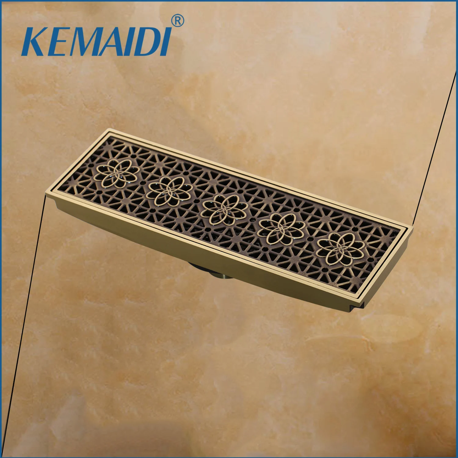 KEMAIDI Drains Euro Style Antique Brass Bathroom Linear Shower 30cm