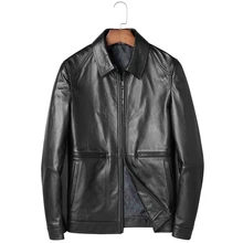 Осенне-зимняя Повседневная Деловая куртка из натуральной кожи, мужские куртки из коровьей кожи, мужская кожаная куртка из натуральной кожи, мужская одежда
