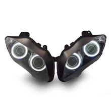 KT Headlight for Yamaha YZF R1 2007-2008 LED Angel Halo Eye Motorcycle HID Projector Assembly 55W Kit