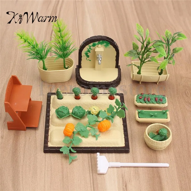 

KiWarm Cute Plastic Handmade Miniature DollHouse Furniture Gardening Vegetables Outdoor Accessory Set DIY Ornaments