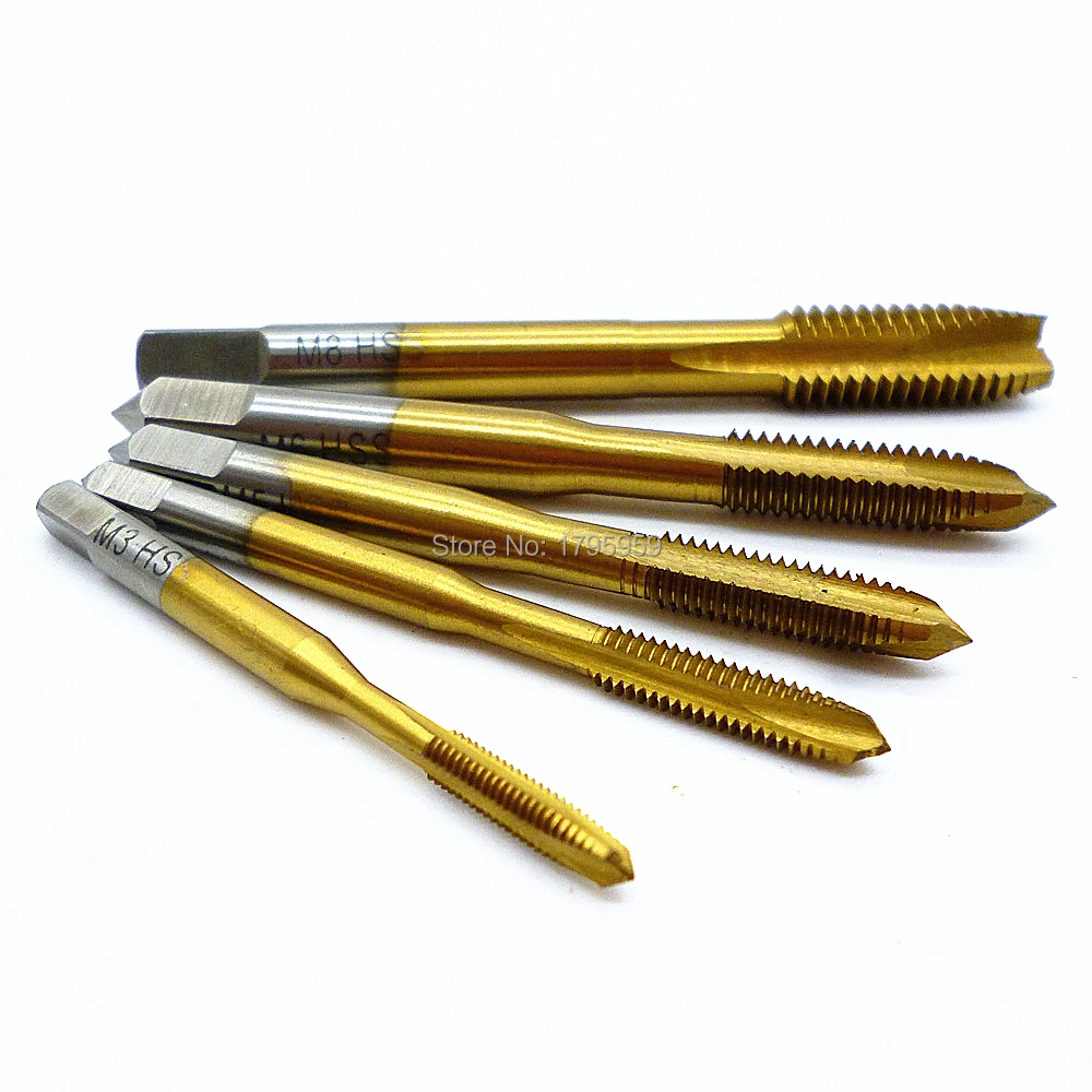 5pc Spiral Point Tap M3 M4 M5 M6 M8 HSS Spiral Point Straight Flute