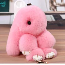 Fashion Rabbit Keychain Halloween Plush Bunny 100% Rex Rabbit Fur Key Chain Pendants Keys Bag Car Key Ring Brand Accessories fashion really mink fur small rabbit pendant car key chain bag ornaments play dead rabbit type pet playmate mink fur accessories