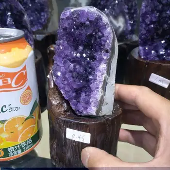 

450-500g Natural purple crystal cluster natural Uruguay amethyst cave decoration + base