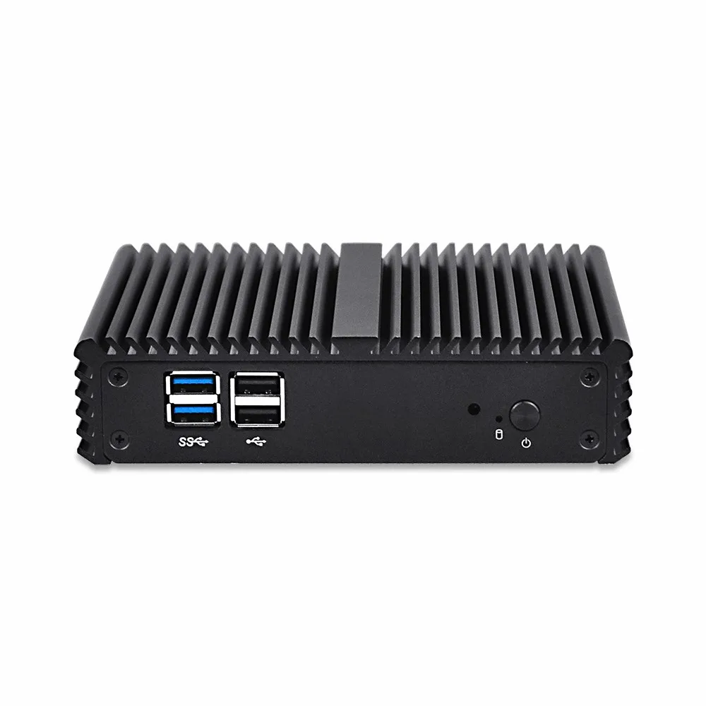 QOTOM мини-компьютер 2 гигабитных порта Ethernet Q150S-S07 N3160 четырехъядерный AES-NI 6 Вт, 6* USB X86 маленький безвентиляторный брандмауэр ПК маршрутизатор